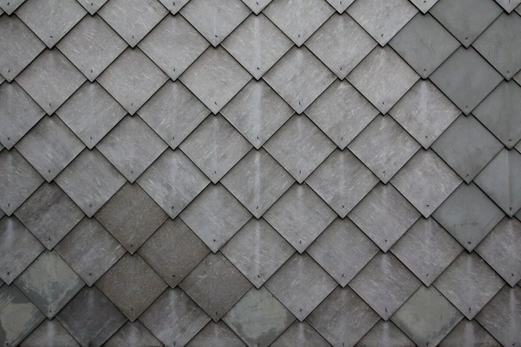 Slate roof tiles.